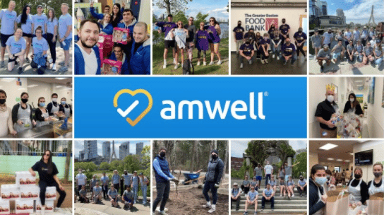 Amwell team collage and logo